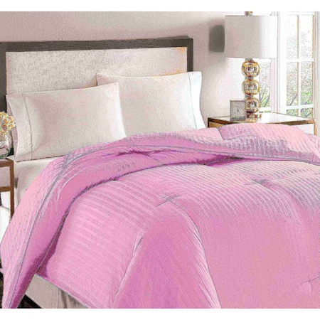 Royal Luxe Oversized Damask Stripe Down & Feather Comforter, Pink, King 011873